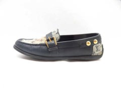 Louis Vuitton Navy Monogram Mini Lin Penny Loafer Mocassain Driving 233796 Boots