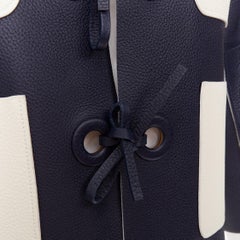 LOUIS VUITTON navy off white textured leather tie front jacket FR36 M