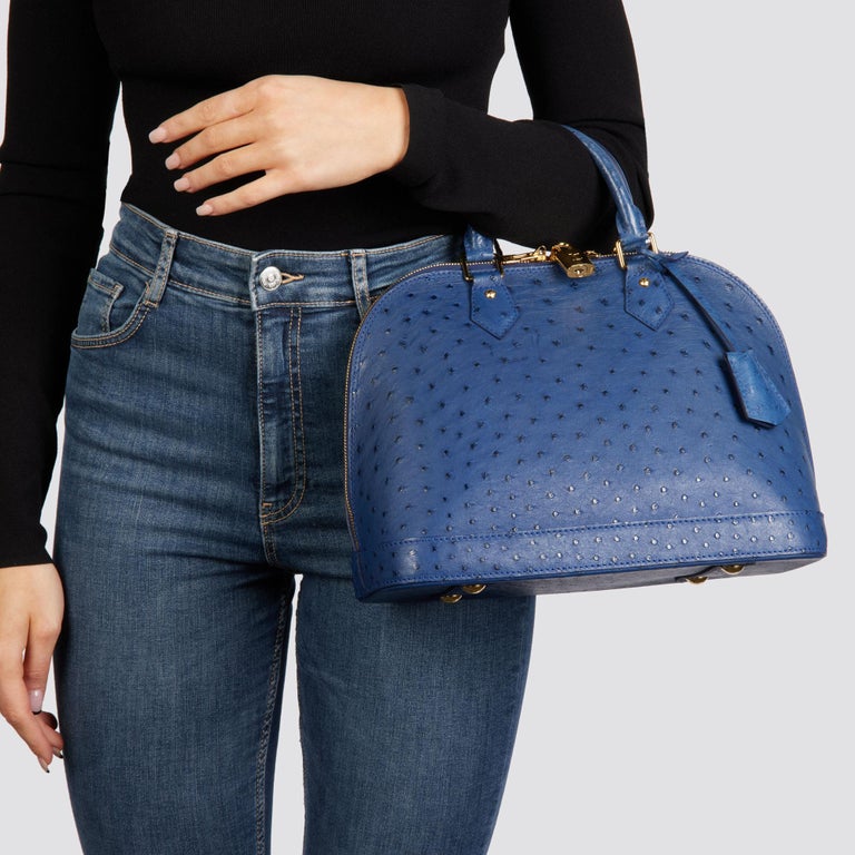 Louis Vuitton NAVY OSTRICH LEATHER ALMA MM at 1stDibs
