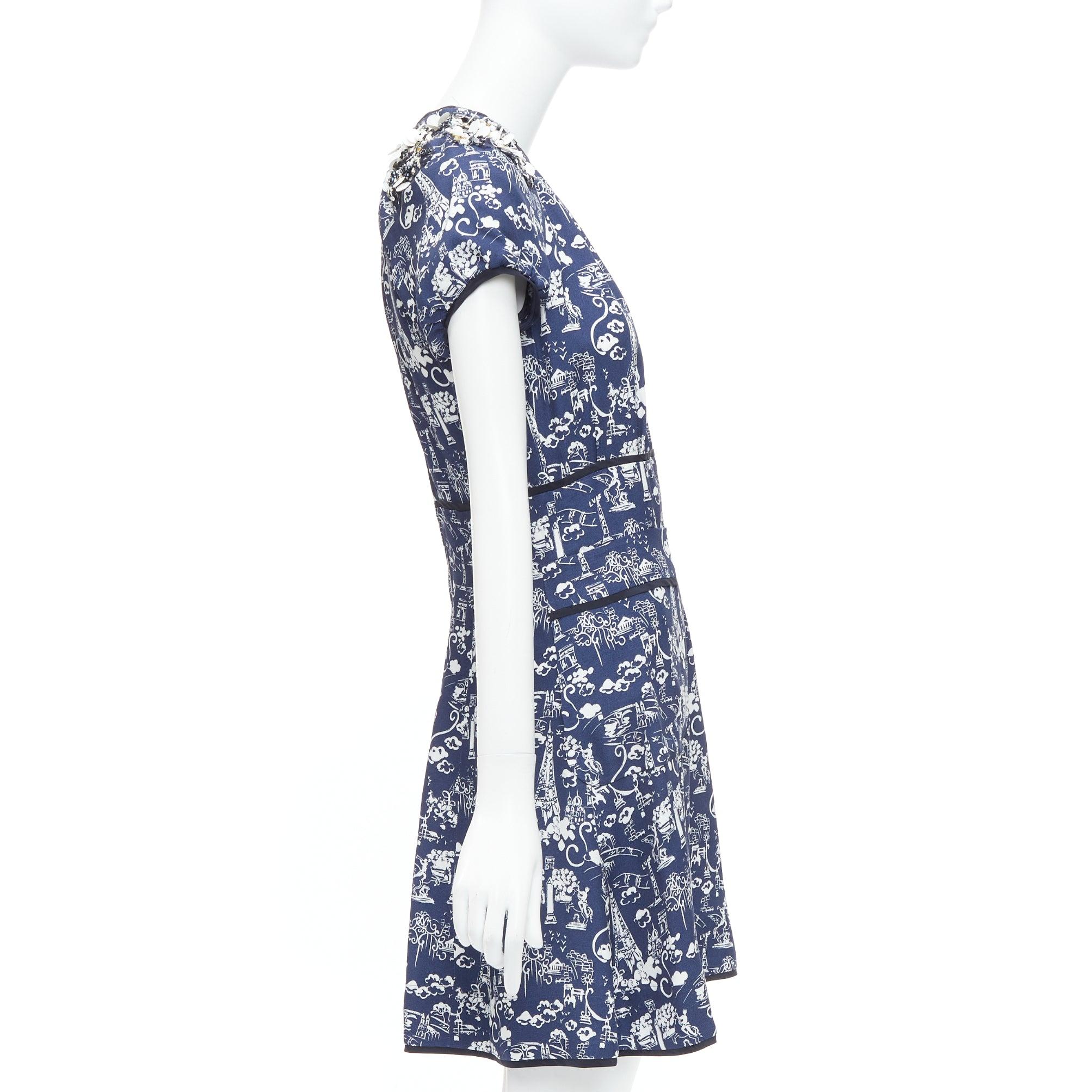 LOUIS VUITTON abito con scollo impreziosito con stampa Paris City FR36 S In condizioni buone in vendita a Hong Kong, NT