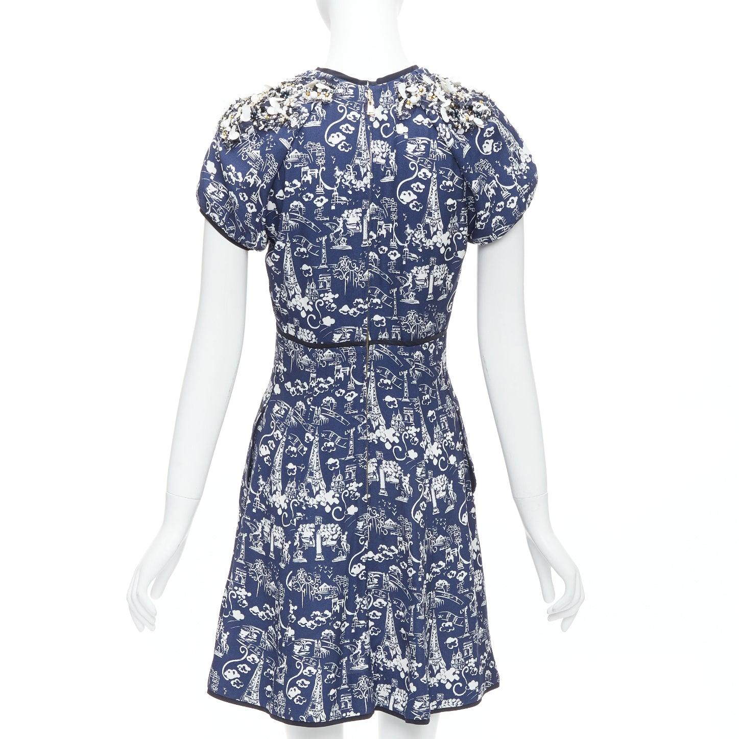 Donna LOUIS VUITTON abito con scollo impreziosito con stampa Paris City FR36 S in vendita