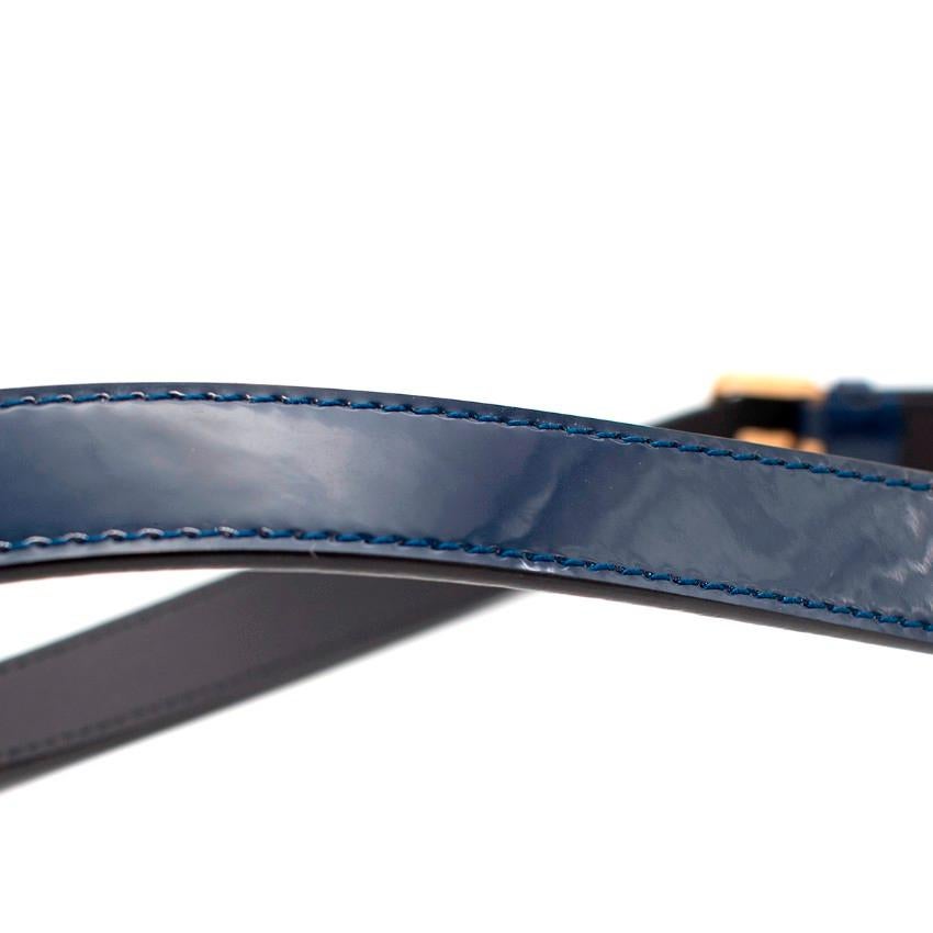 Louis Vuitton Navy Patent Leather Belt with Gold-Tone Hardware 80cm For Sale 1