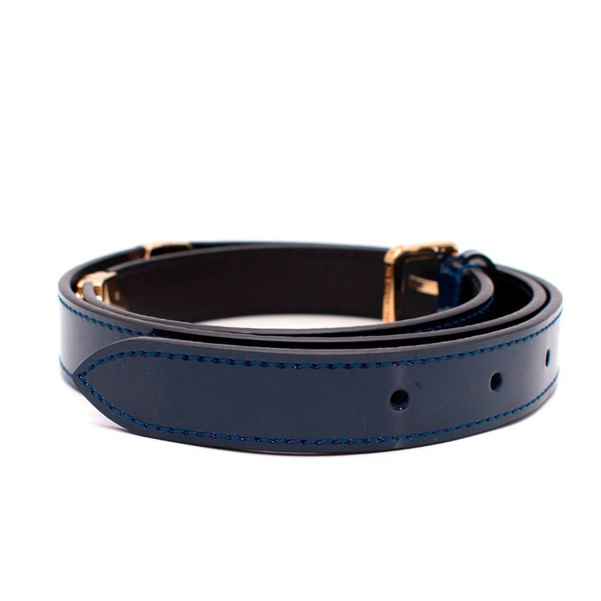 Louis Vuitton Navy Patent Leather Belt with Gold-Tone Hardware 80cm For Sale 3