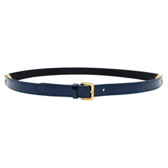 Louis Vuitton Navy Patent Leather Belt with Gold-Tone Hardware 80cm