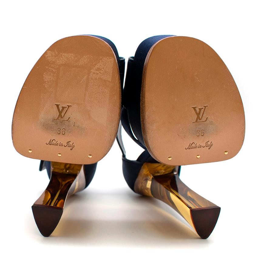 Louis Vuitton Navy Satin Florida Platform Sandals 36 In Excellent Condition In London, GB