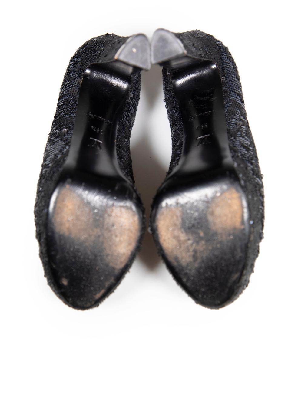 Women's Louis Vuitton Navy Sequin Peep Toe Platform Heels Size IT 38.5 For Sale