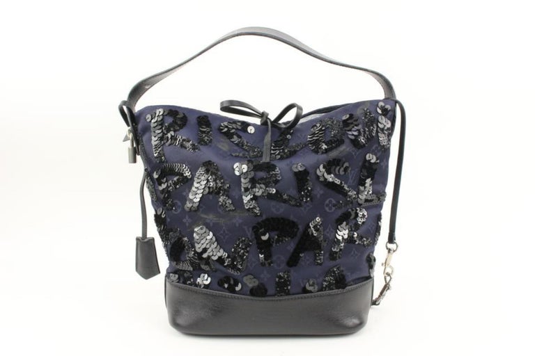 Louis Vuitton Navy Sequin Spotlight NN14 Bucket Bag with Pouch 84lv225s