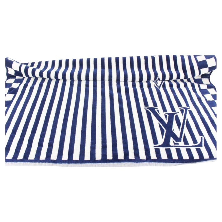 Louis Vuitton Beach Towel Bath Towel Blue White Monogram with Box