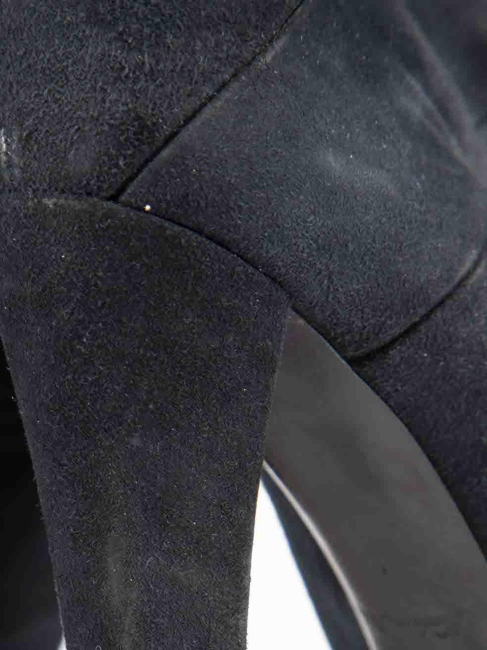 Louis Vuitton Navy Suede Spiral Knee High Boots Size IT 37 For Sale 2