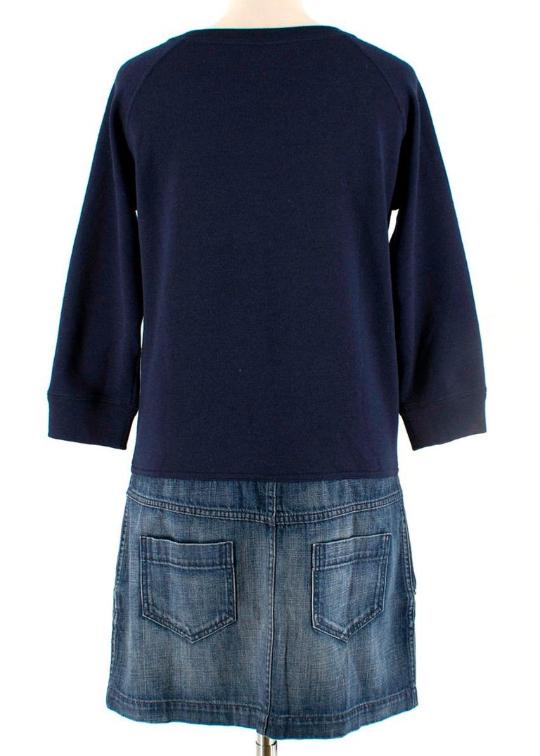 Louis Vuitton Navy Sweatshirt Denim Skirt Dress S For Sale at 1stdibs
