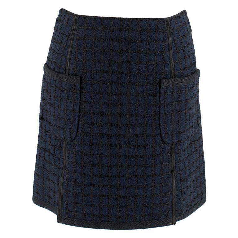 Louis Vuitton Navy Tweed Miniskirt Size US 0-2