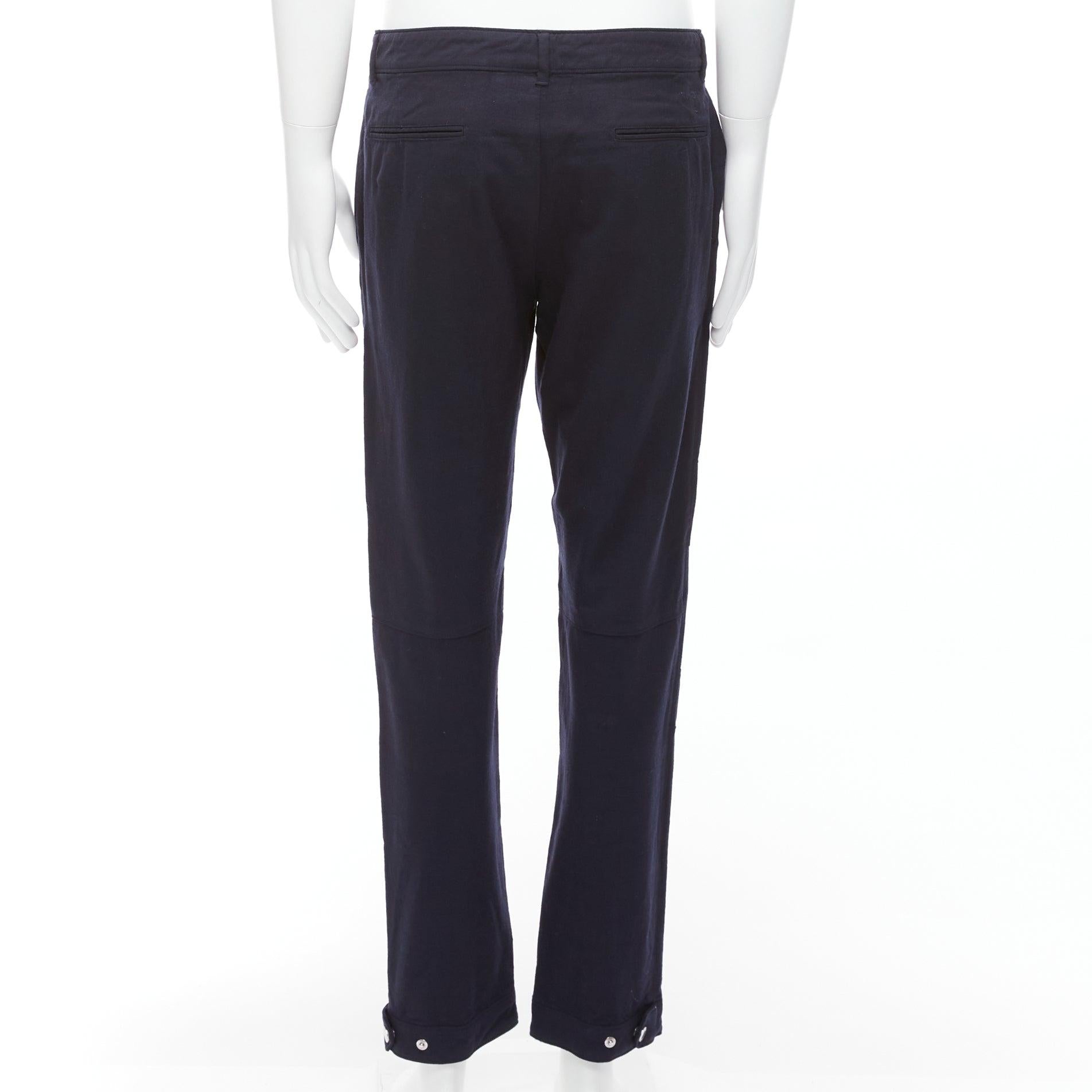 LOUIS VUITTON navy wool blend LV logo knee darts panelled crop pants FR42 M For Sale 1