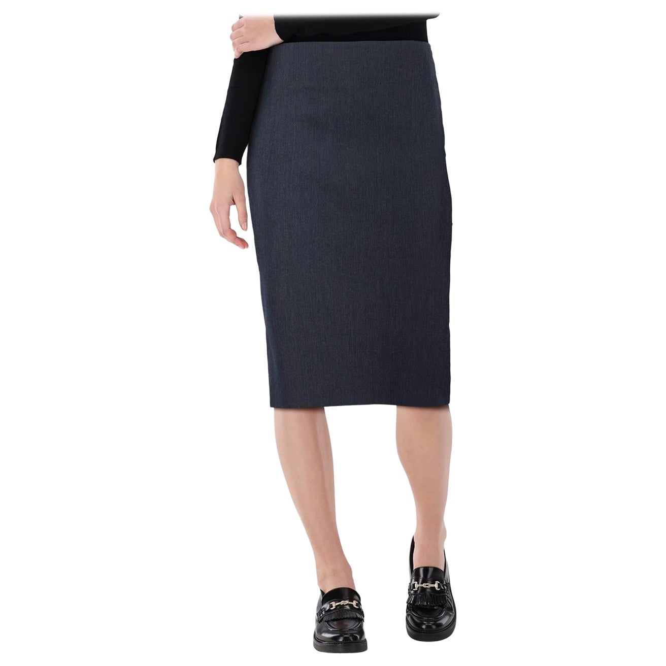 Louis Vuitton Navy Wool Hook Detail Skirt Size S For Sale