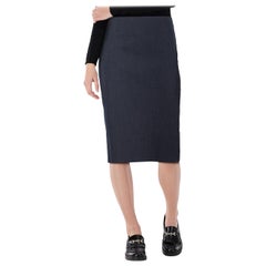 Louis Vuitton Navy Wool Hook Detail Skirt Size S