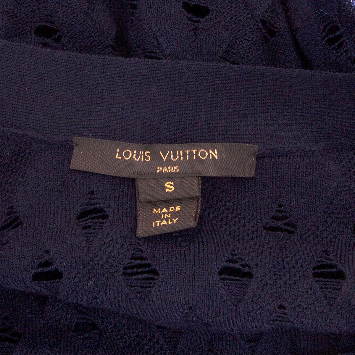 LOUIS VUITTON navy wool SEQUIN EMBELLISHED Cardigan Sweater S In Excellent Condition In Zürich, CH