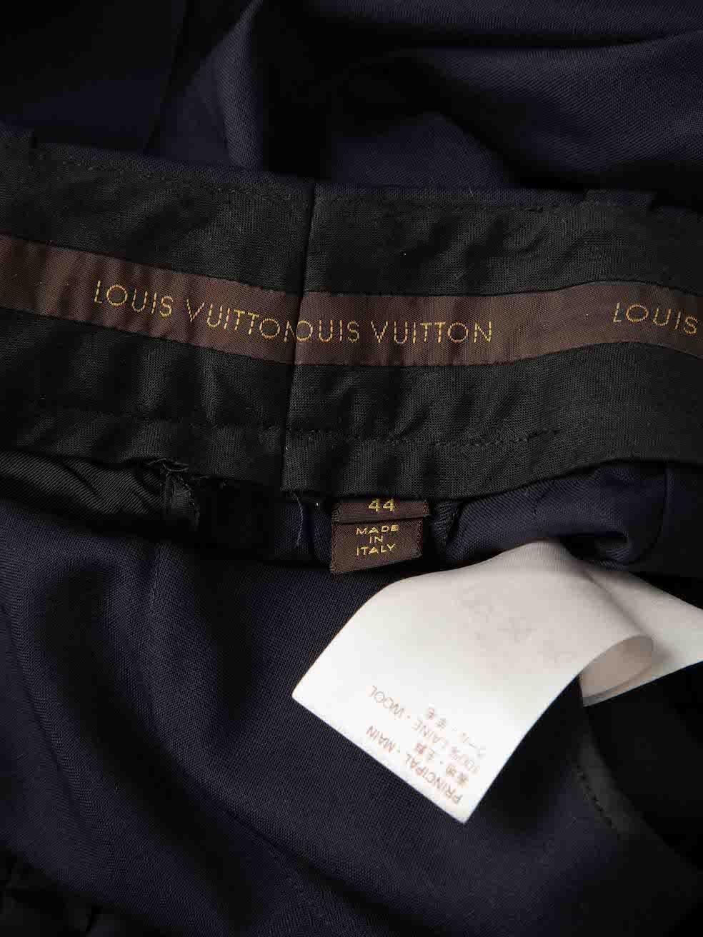 Louis Vuitton Marineblau Wolle Manschette mit Reißverschluss Slim Hose Größe XXL Damen im Angebot