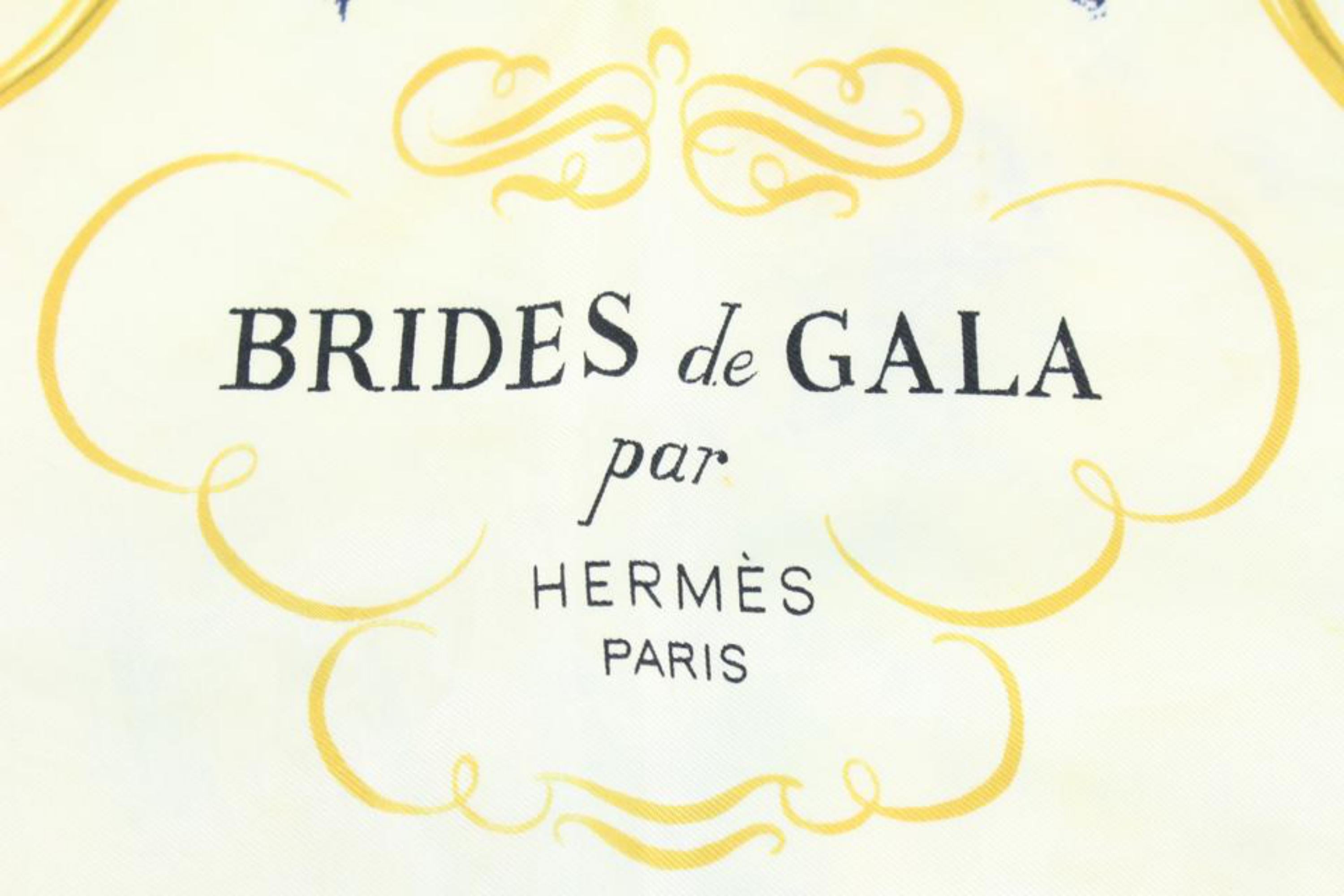 Hermes Navy x Gold Brides de Gala Silk Scarf 58h511s For Sale 3