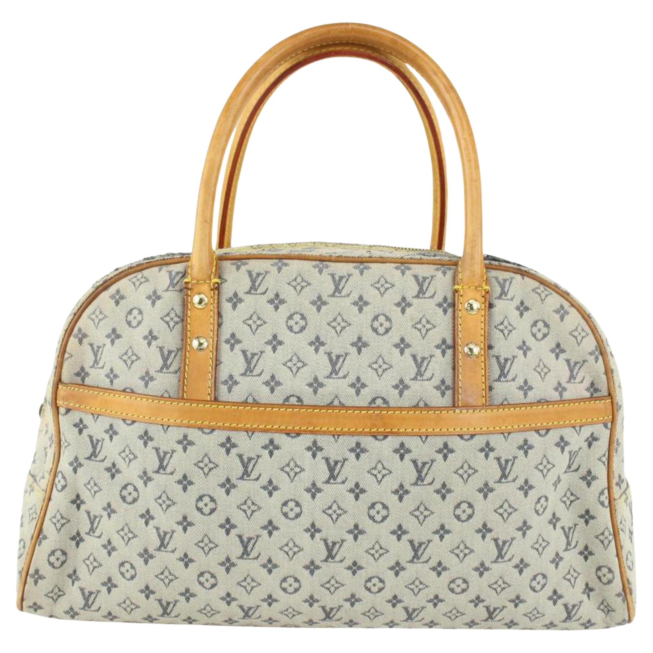 Louis Vuitton Navy x Grey Mini Lin Marie Boston Dome Bag 1013lv2 For Sale  at 1stDibs