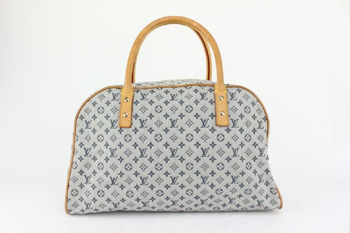 Women's Louis Vuitton Navy x Grey Monogram Mini Lin Marie Dome Boston Bag 169lv730