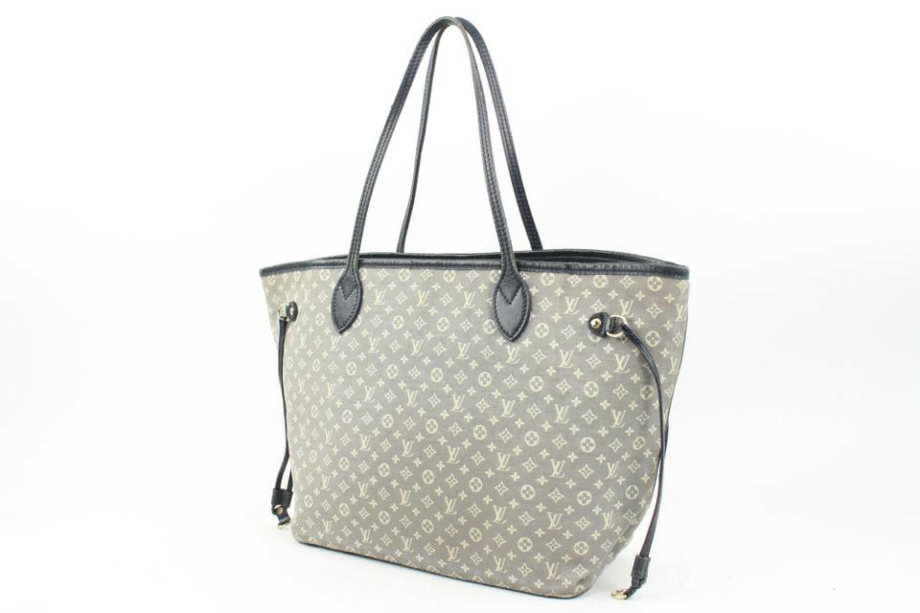 Louis Vuitton Navy x Grey Monogram Mini Lin Neverfull MM Idylle 11lv216s 3
