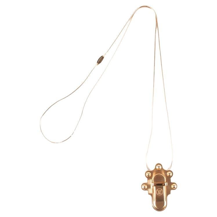 Repurposed rare LV rose gold mini padlock charm necklace