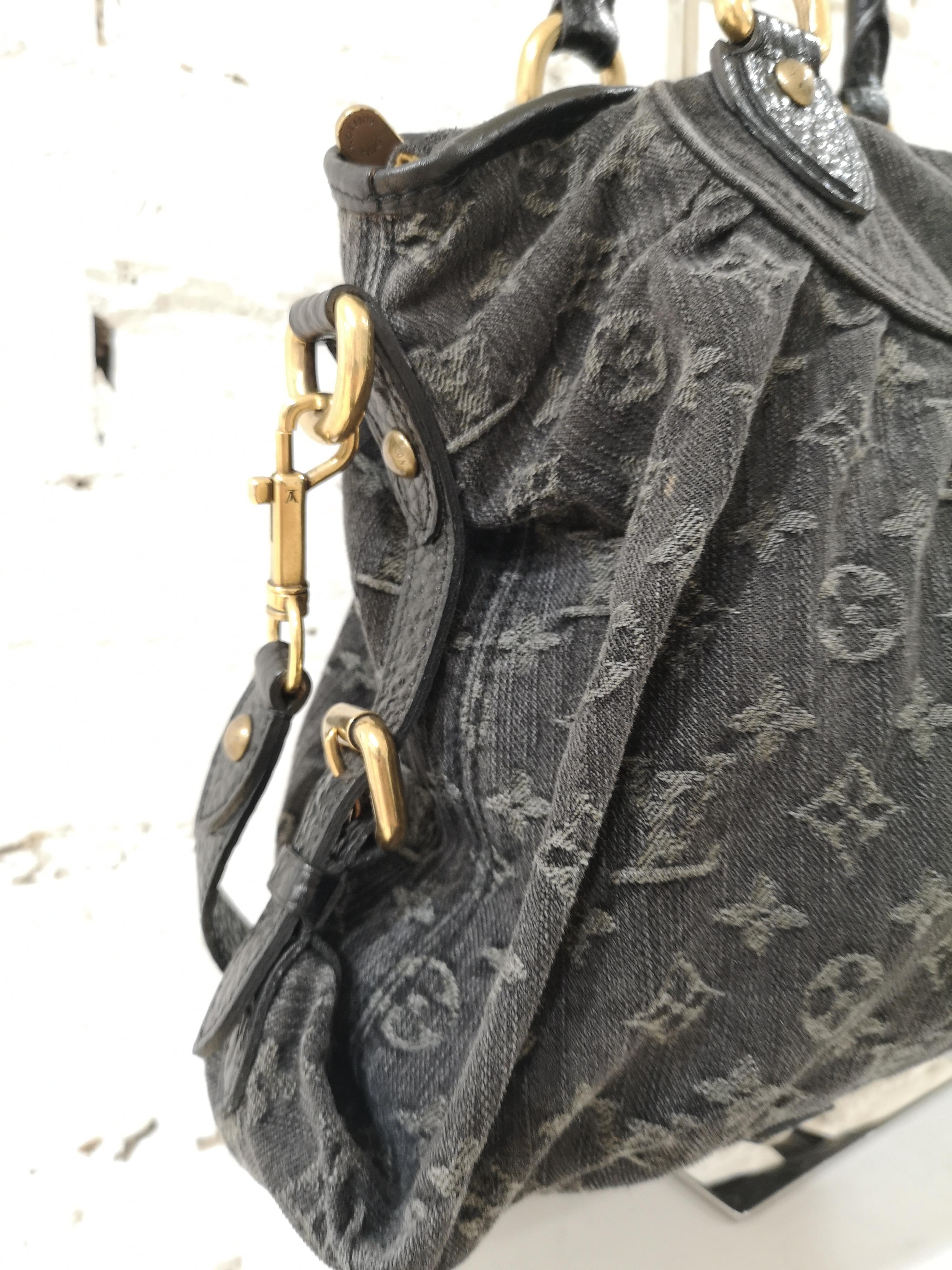 Louis Vuitton Neo Cabby Gm Black Denim Monogram Shoulder Handle Bag 6