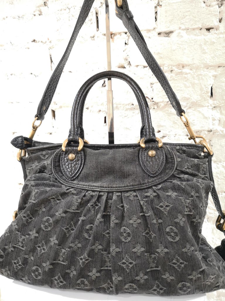 Louis Vuitton Neo Cabby Gm Black Denim Monogram Shoulder Handle Bag at 1stdibs