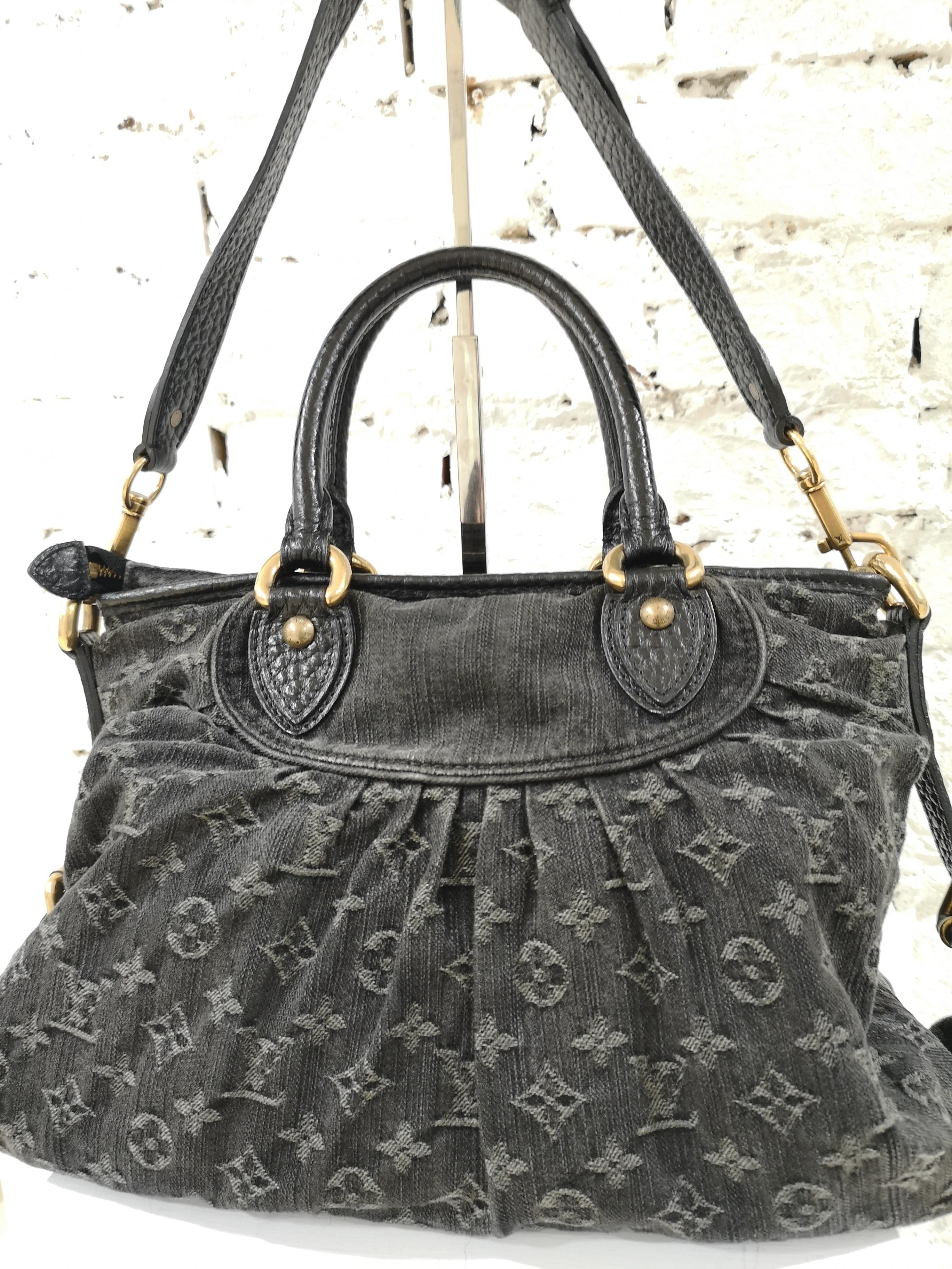 Louis Vuitton Neo Cabby Gm Black Denim Monogram Shoulder Handle Bag In Excellent Condition In Capri, IT