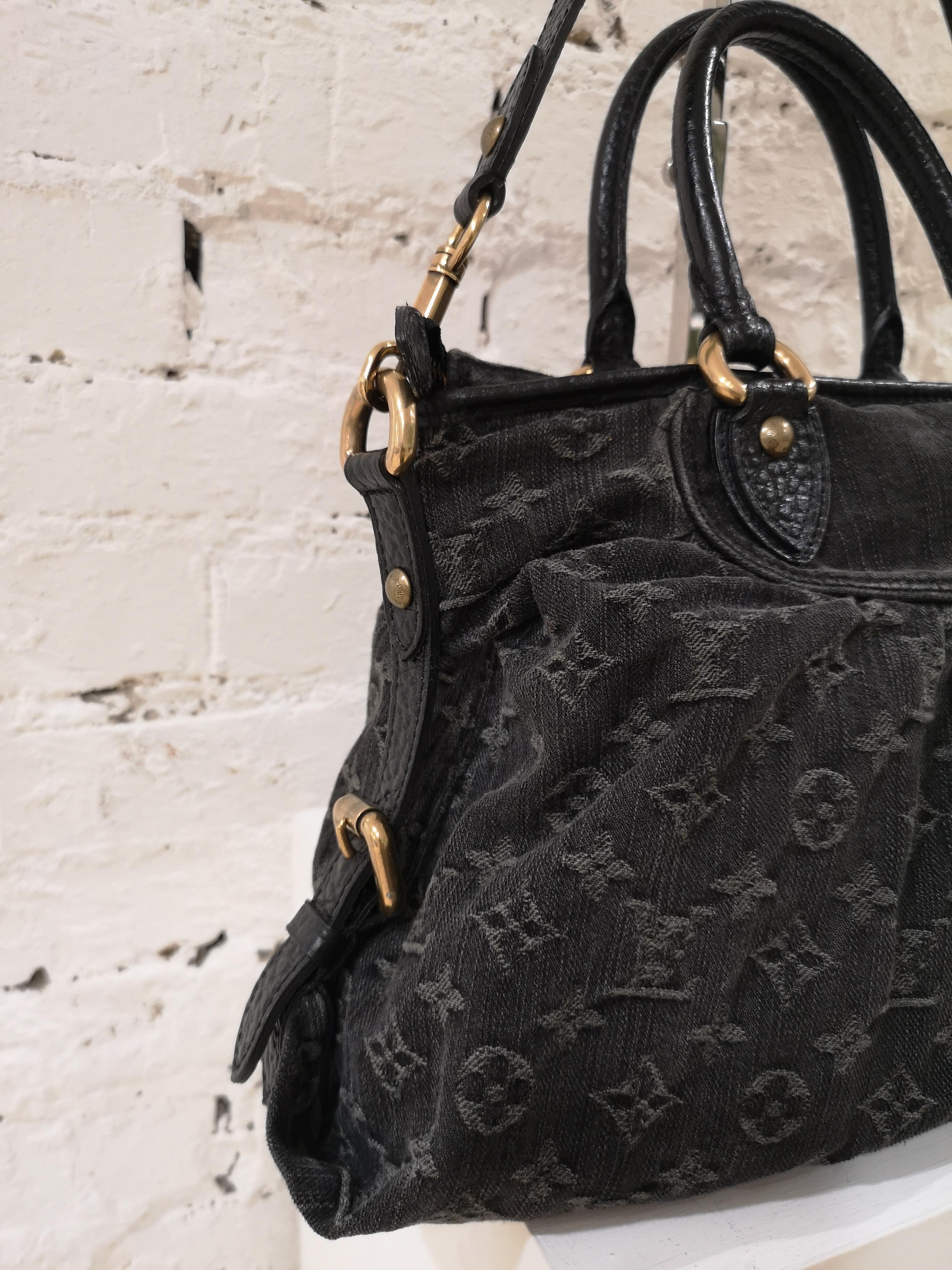 Women's or Men's Louis Vuitton Neo Cabby Gm Black Denim Monogram Shoulder Handle Bag