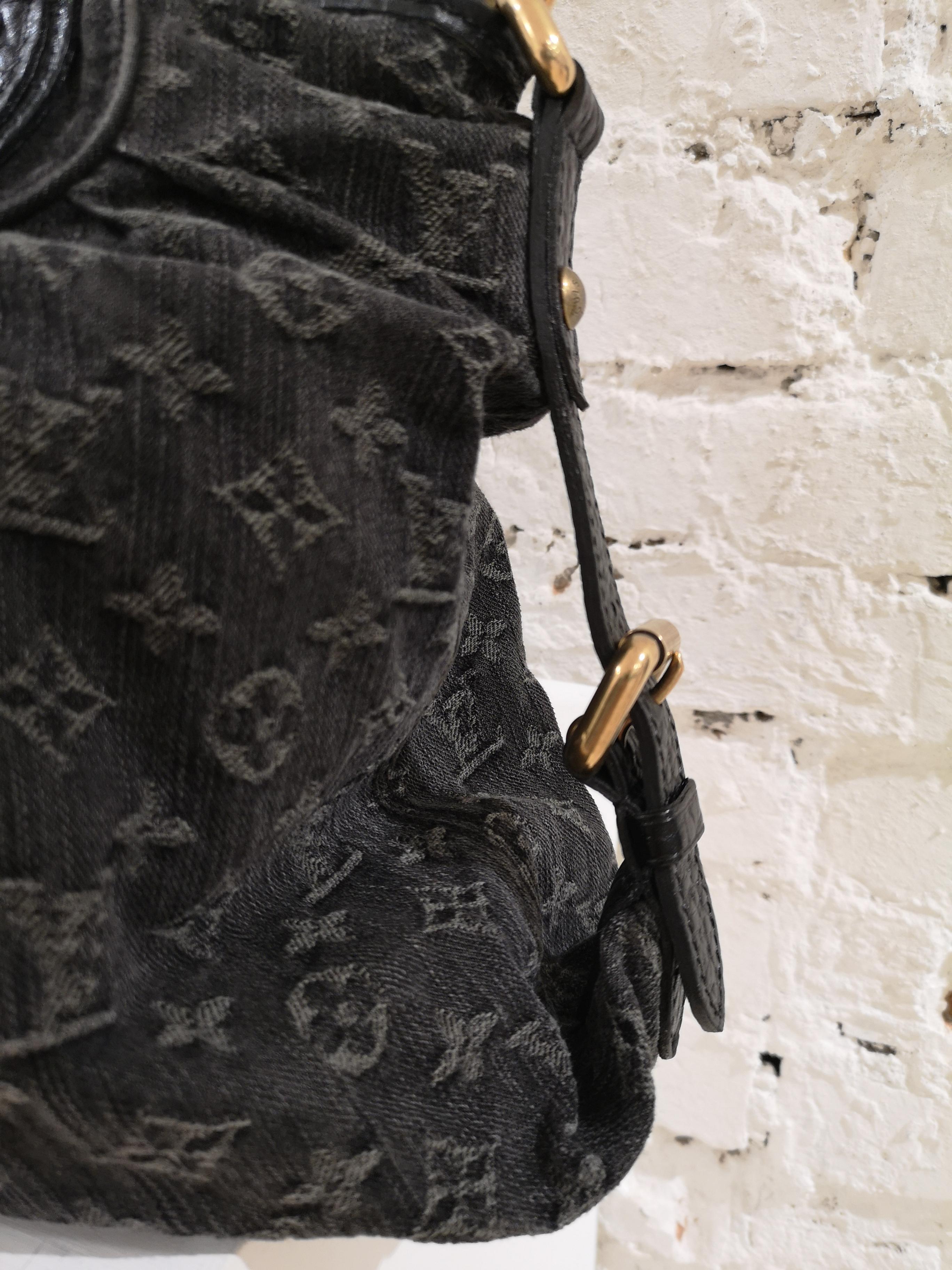 Louis Vuitton Neo Cabby Gm Black Denim Monogram Shoulder Handle Bag 3