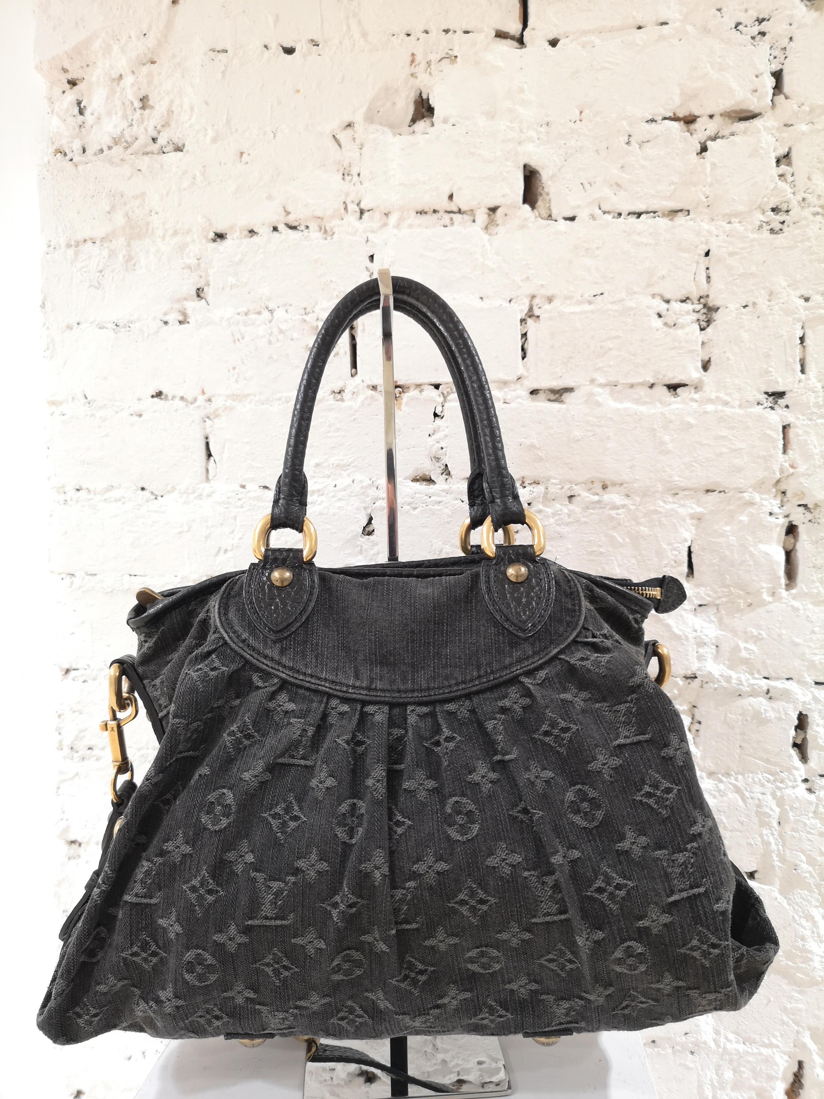 Louis Vuitton Neo Cabby Gm Black Denim Monogram Shoulder Handle Bag 4