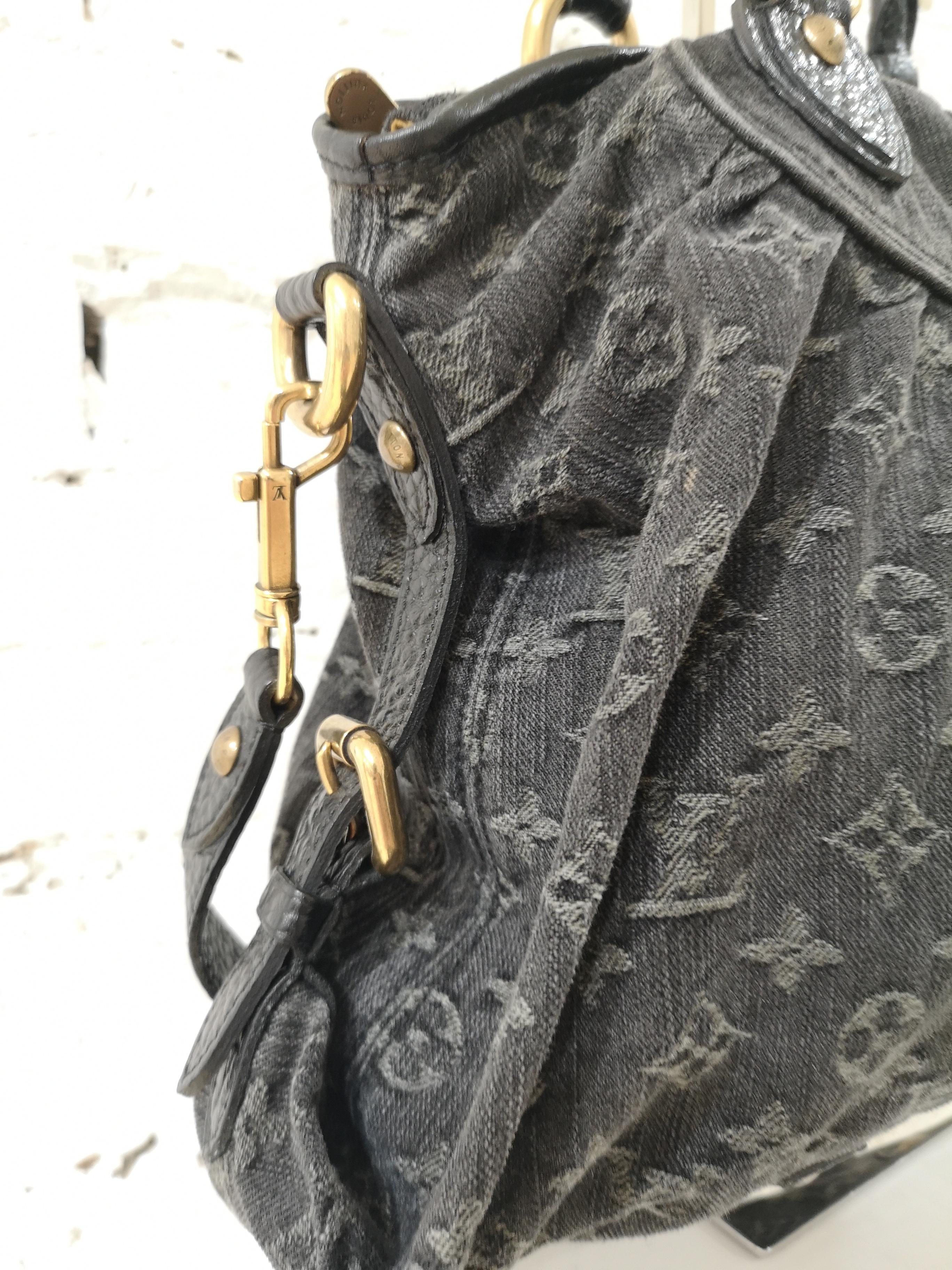 Louis Vuitton Neo Cabby Gm Black Denim Monogram Shoulder Handle Bag 5