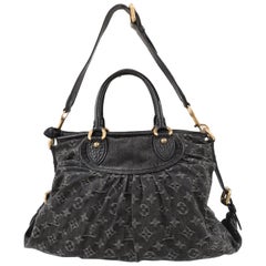 Vintage Louis Vuitton Neo Cabby Gm Black Denim Monogram Shoulder Handle Bag