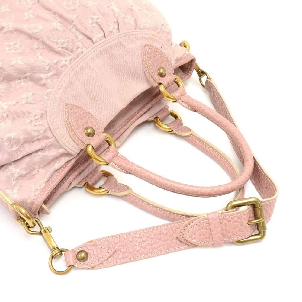 Beige Louis Vuitton Neo Cabby MM Pink Rose Monogram Denim Shoulder Bag