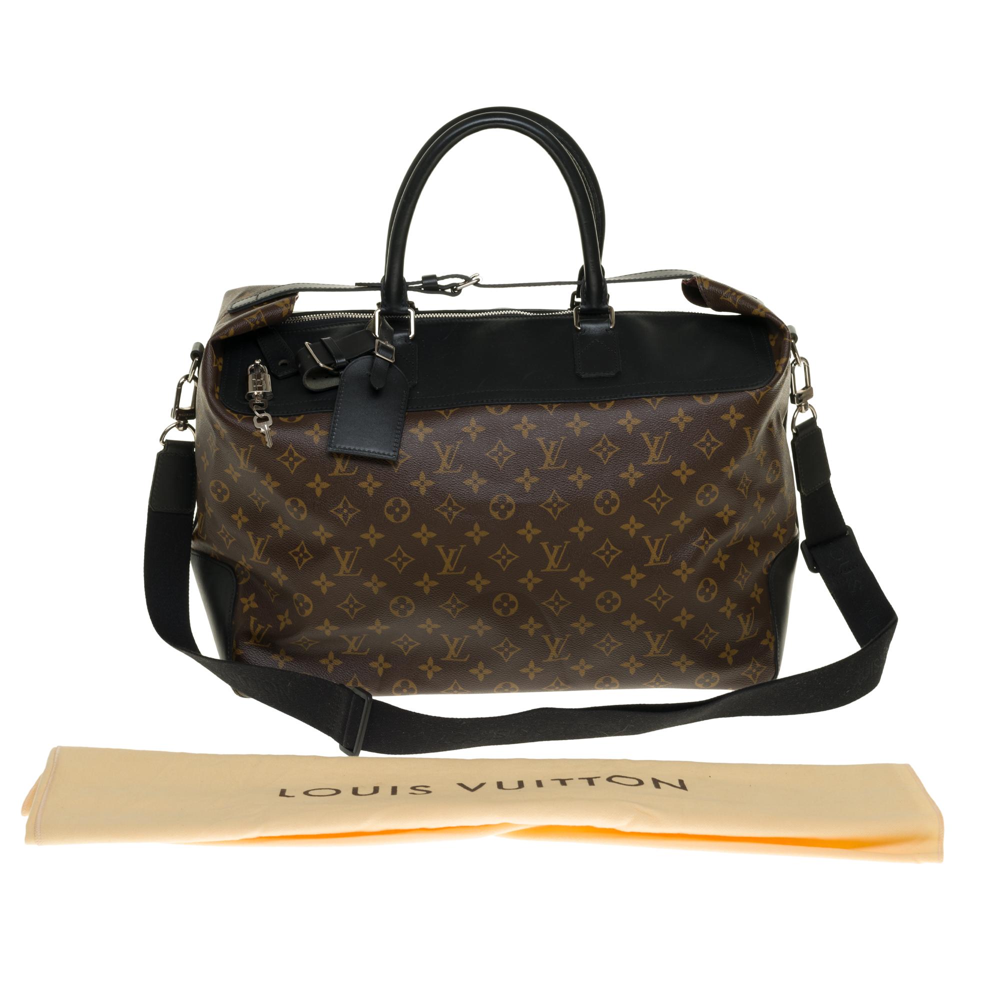 Louis Vuitton Neo Greenwich Macassar travel bag in brown canvas, silver hardware 3