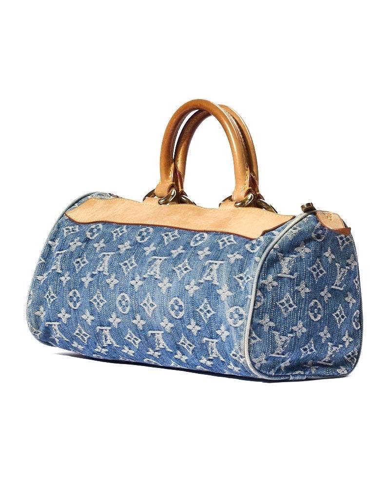 Gris Louis Vuitton Neo Speedy 30 Denim Monogram Azzurro Borsa a mano en vente