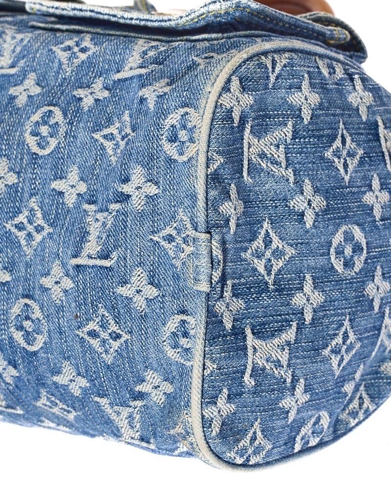 Louis Vuitton Neo Speedy 30 Denim Monogram Azzurro Borsa a mano en vente 3