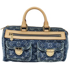 Louis Vuitton Neo Speedy Denim Monogram Handbag With Dust Bag