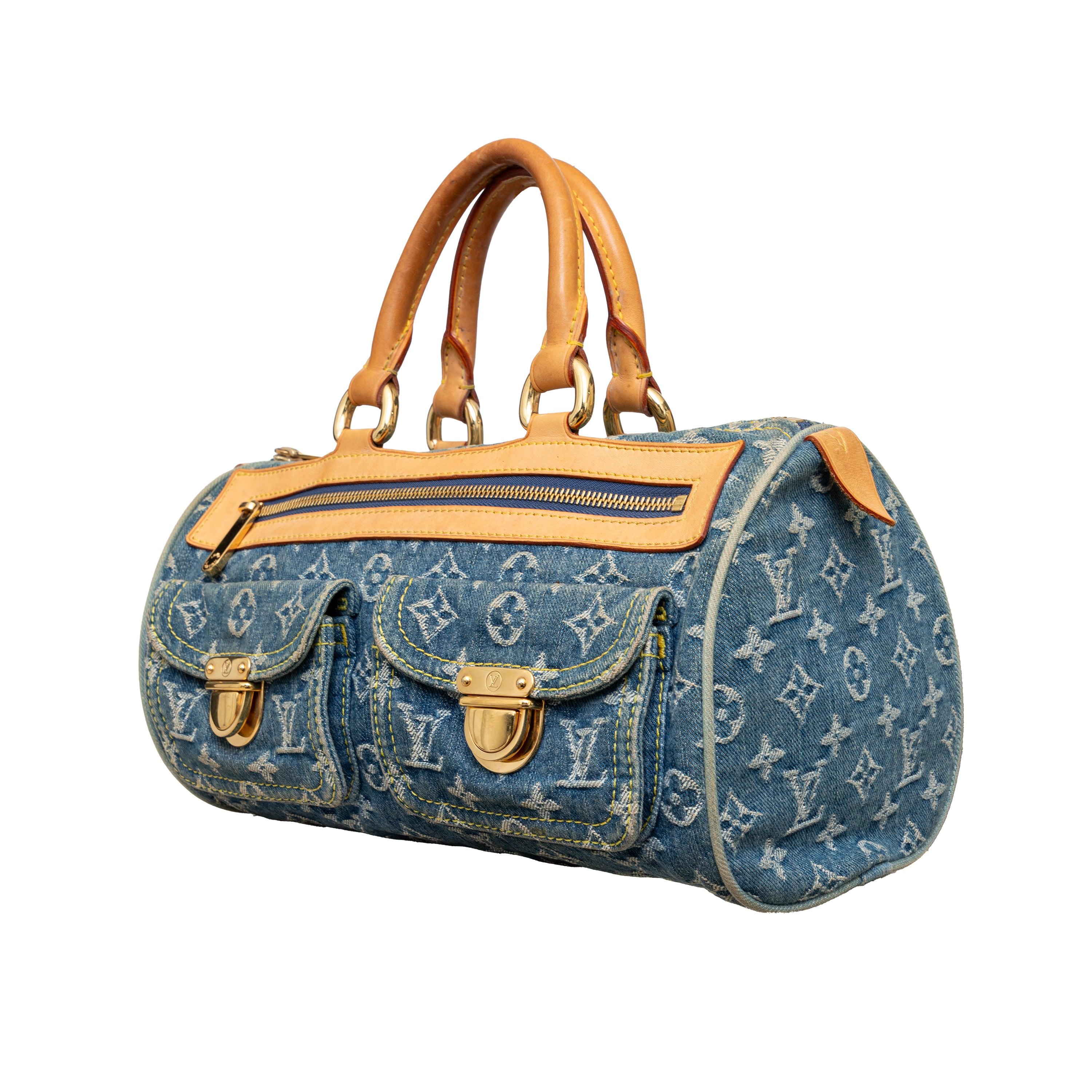 Expertly crafted with durable blue monogram denim canvas and luxurious beige leather, the Louis Vuitton Neo Speedy Monogram Denim Handbag effortlessly combines style and functionality. With a spacious interior, secure zip closure, and multiple