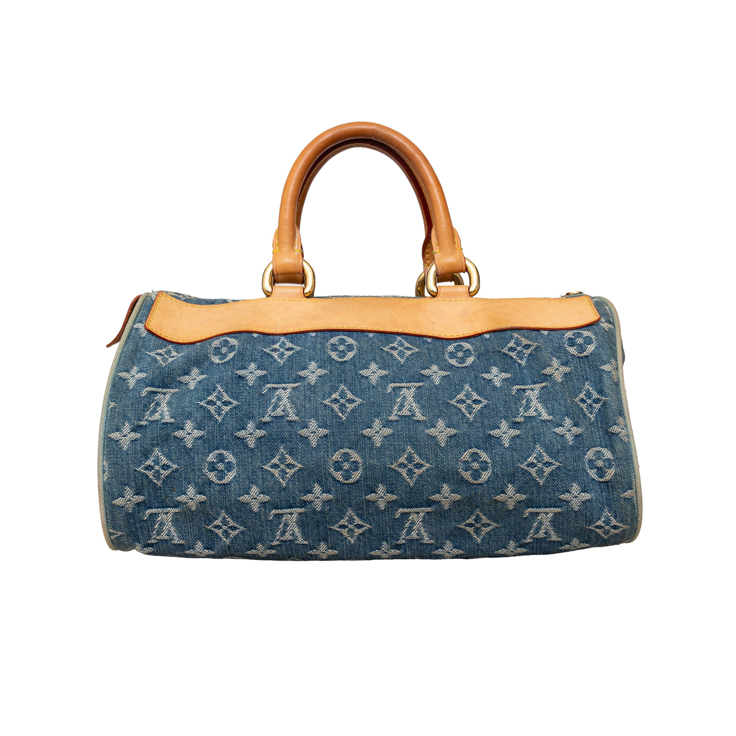 Gray Louis Vuitton Neo Speedy Monogram Denim Handbag - '10s For Sale