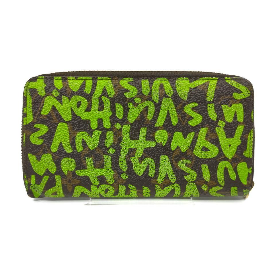 Brown Louis Vuitton Neon Green Stephen Sprouse Graffiti Long Zippy Wallet Zip Around For Sale