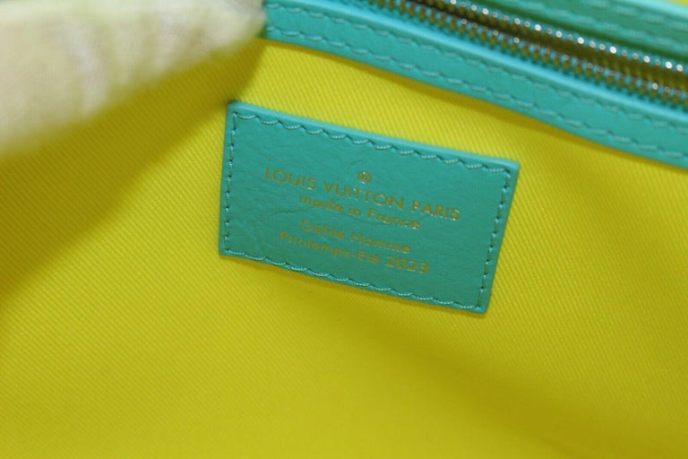 Louis Vuitton Neon Yellow Blue Monogram Playground Keepall Bandouliere 504Lk0228