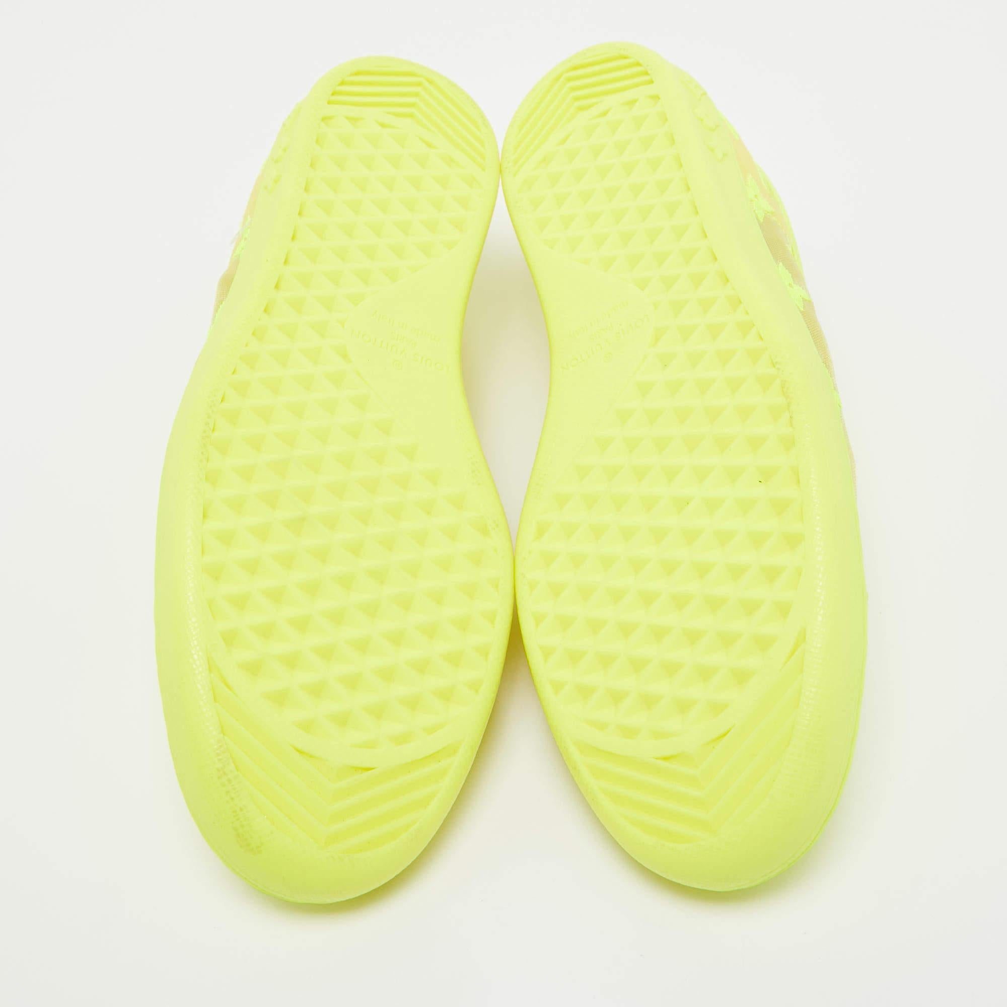 Men's Louis Vuitton Neon Yellow Leather and Monogram Embroidered Mesh Luxembourg For Sale