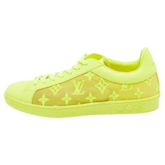 Louis Vuitton Giallo Neon in pelle e maglia ricamata Monogram Lussemburgo