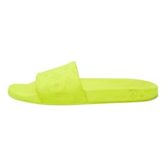 Louis Vuitton Neon Yellow Monogram Rubber Waterfront Flat Slides Size 44