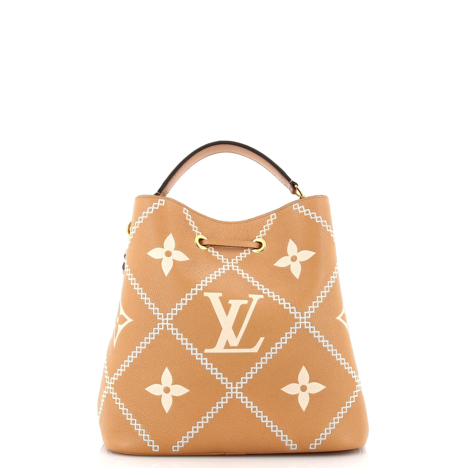 Louis Vuitton NeoNoe Handbag Embroidered Bicolor Monogram Empreinte Giant MM In Good Condition In NY, NY