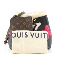 Louis Vuitton NeoNoe Handbag Leather and Monogram Teddy Shearling MM
