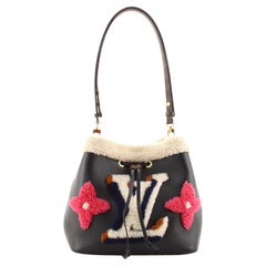 Louis Vuitton NeoNoe Handbag Leather and Monogram Teddy Shearling MM