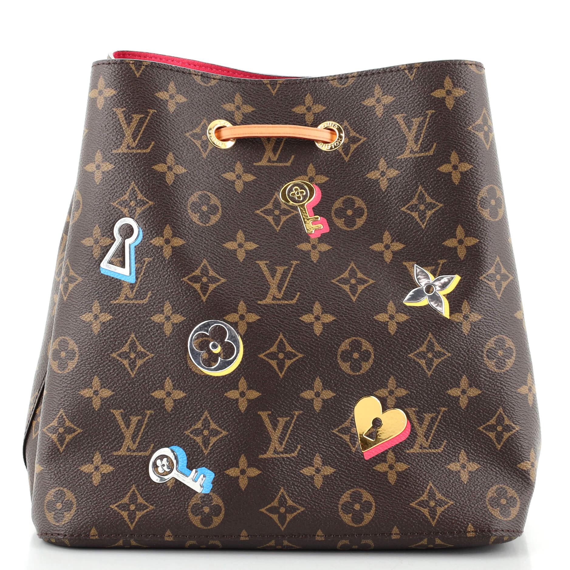 Black Louis Vuitton NeoNoe Handbag Limited Edition Love Lock Monogram Canvas