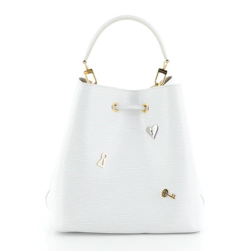 Gray Louis Vuitton NeoNoe Handbag Love Lock Epi Leather